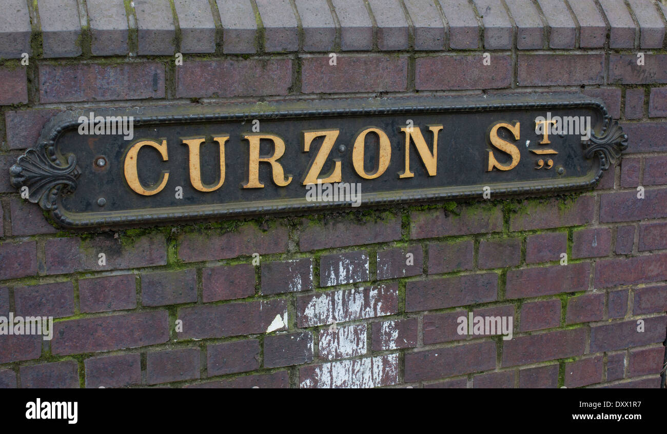 street sign Curzon Street, Birmingham Stock Photo