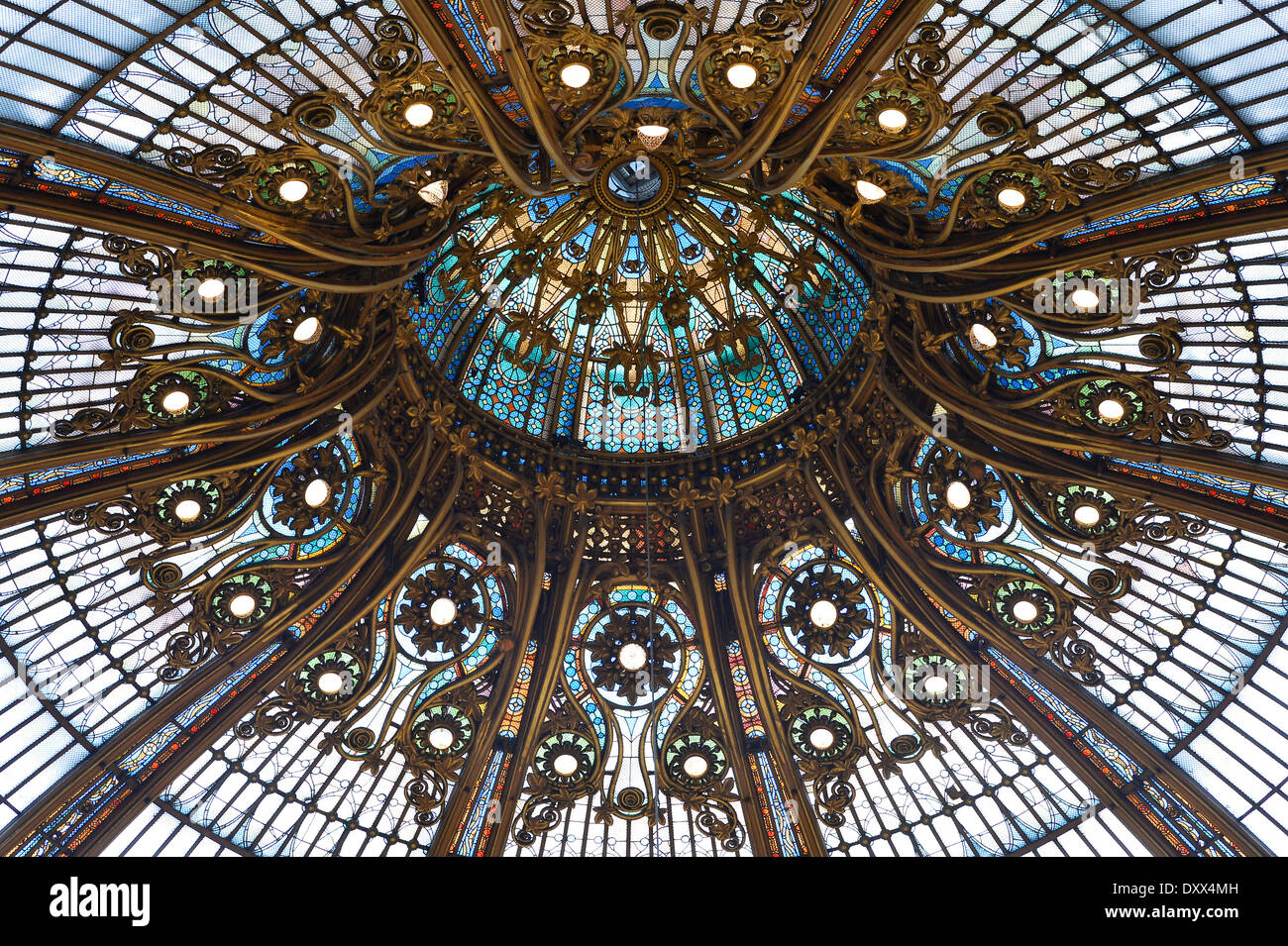 Detail of the dome of the Galeries Lafayette department store, Paris, Île-de-France, France Stock Photo