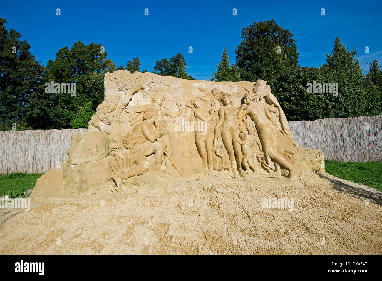 Sand sculpture after Peter Paul Rubens, The Judgement of Paris, international sand sculpture exhibition, Ludwigsburg Stock Photo