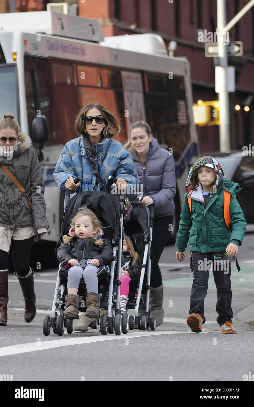Sarah Jessica Parker takes her son James Wilkie and twins Tabitha and