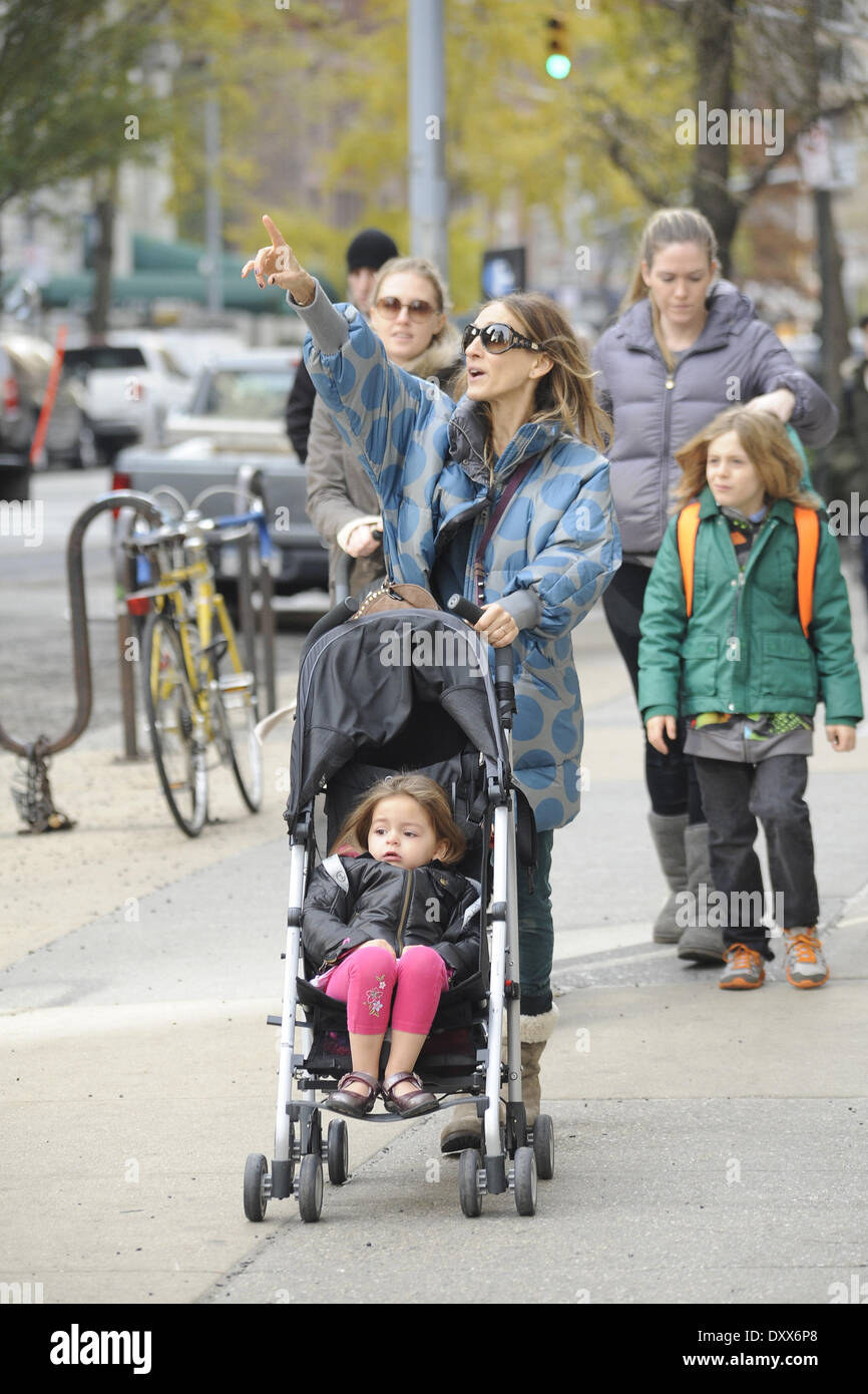 Sarah Jessica Parker takes her son James Wilkie and twins Tabitha and