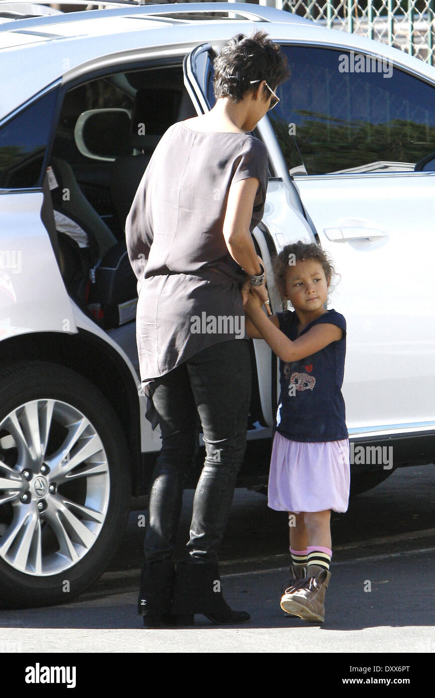 Halle Berry collects her daughter Nahla Aubry from school Los Angeles