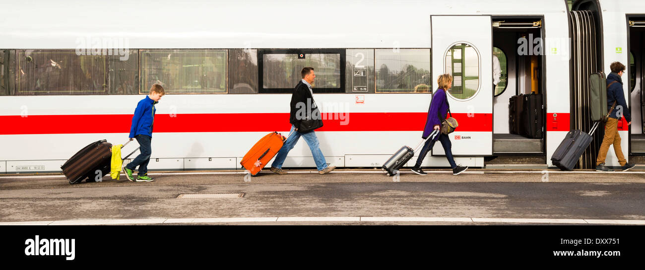 ICE, InterCity-Express train in Stuttgart central railway station, Stuttgart, Baden-Württemberg, Germany Stock Photo