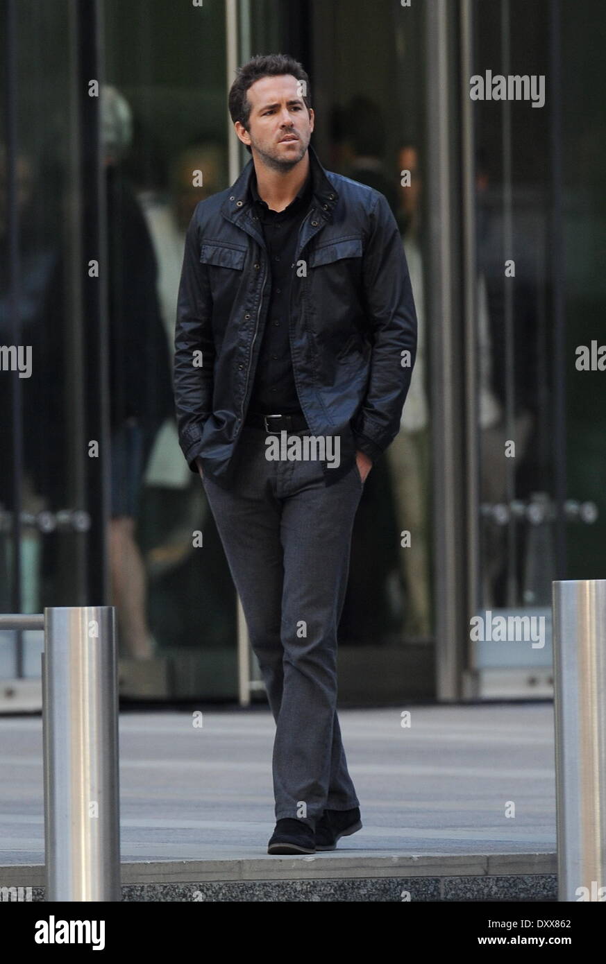 Ryan Riddles Actor Ryan Reynolds Actors filming scenes for the upcoming movie 'R.I.P.D' in ...
