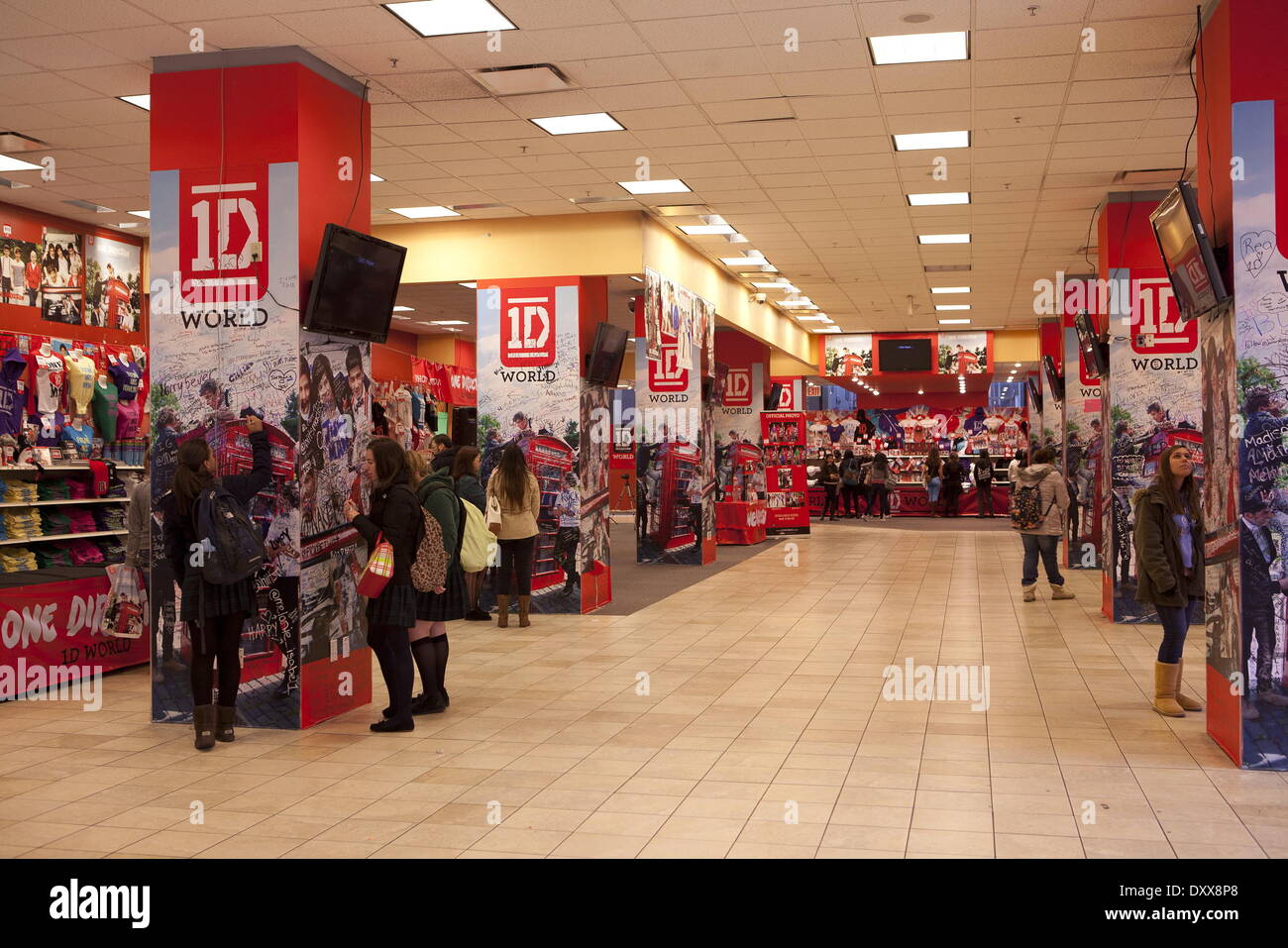 One Direction fans visit the new '1D World' Pop Up Store where they can  purchase merchandise and write messages to their favorite band member  throughout the store Featuring: One Direction fans visit