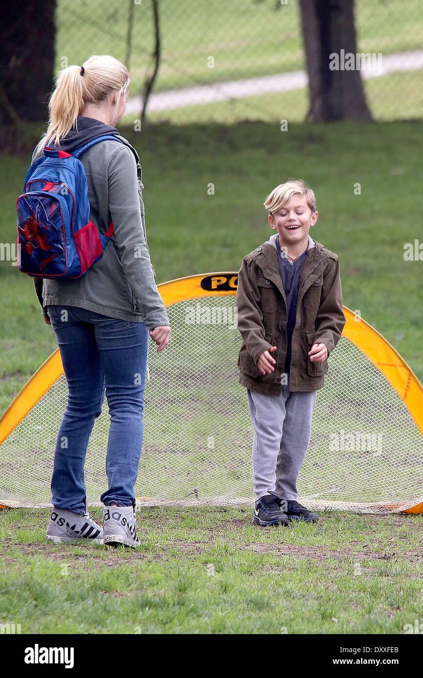 Kingston Rossdale enjoys a day at a park with his parents and brother