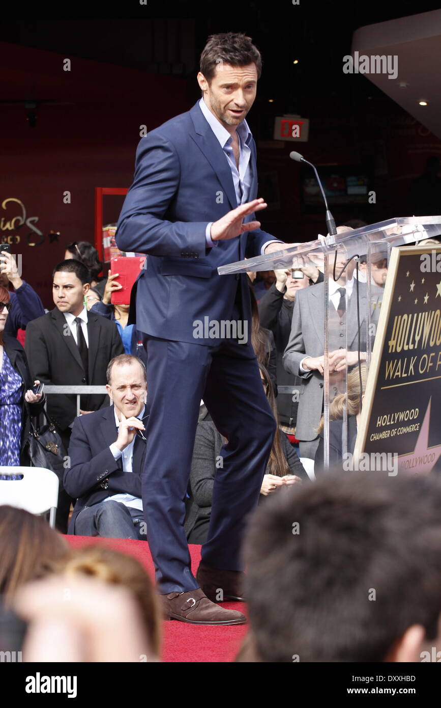 Hugh Jackman is honoured with a Hollywood Star on the Hollywood Walk of ...