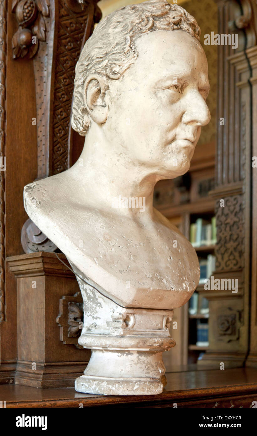 Bust in the Guildford Library, added to Wroxton Abbey by the 5th Earl of Guilford in the early 1800s. Stock Photo