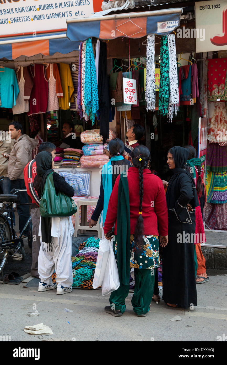India, Dehradun. Women Shopping on a Market Street Stock Photo Alamy