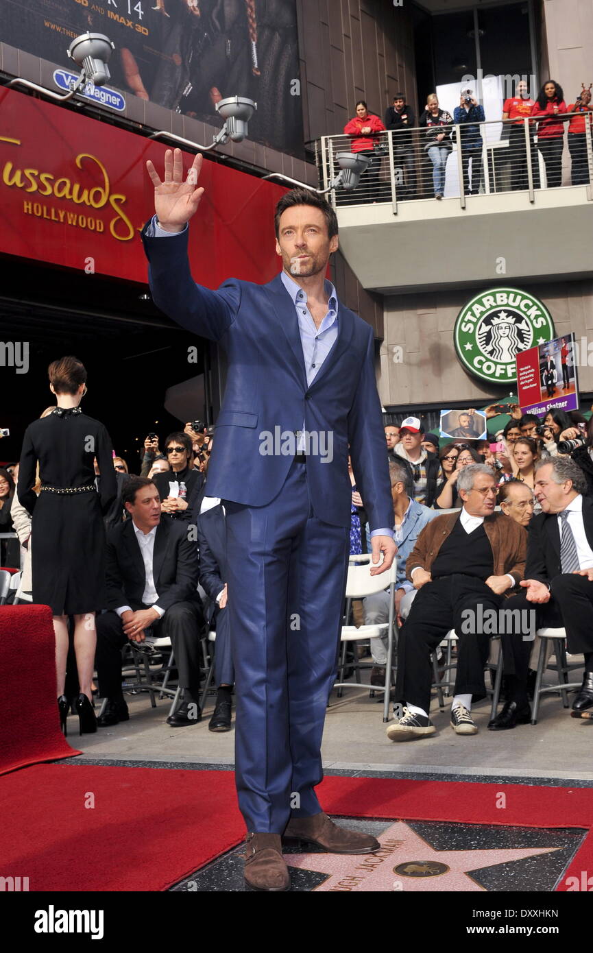 Hugh Jackman is honoured with a Hollywood Star on the Hollywood Walk of ...