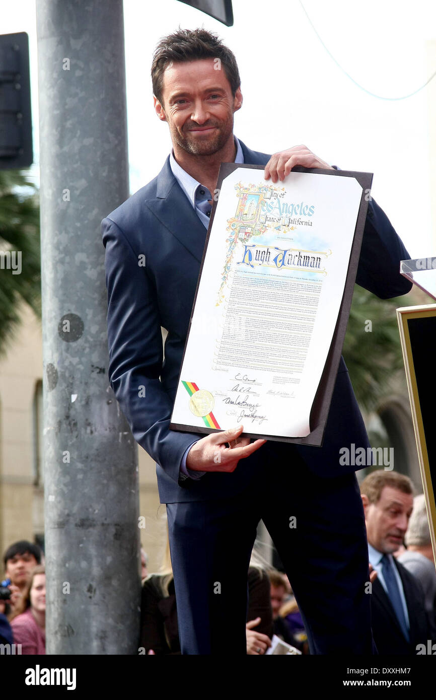 Hugh Jackman is honoured with a Hollywood Star on the Hollywood Walk of ...