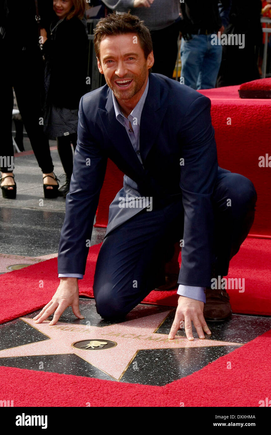 Hugh Jackman is honoured with a Hollywood Star on the Hollywood Walk of ...