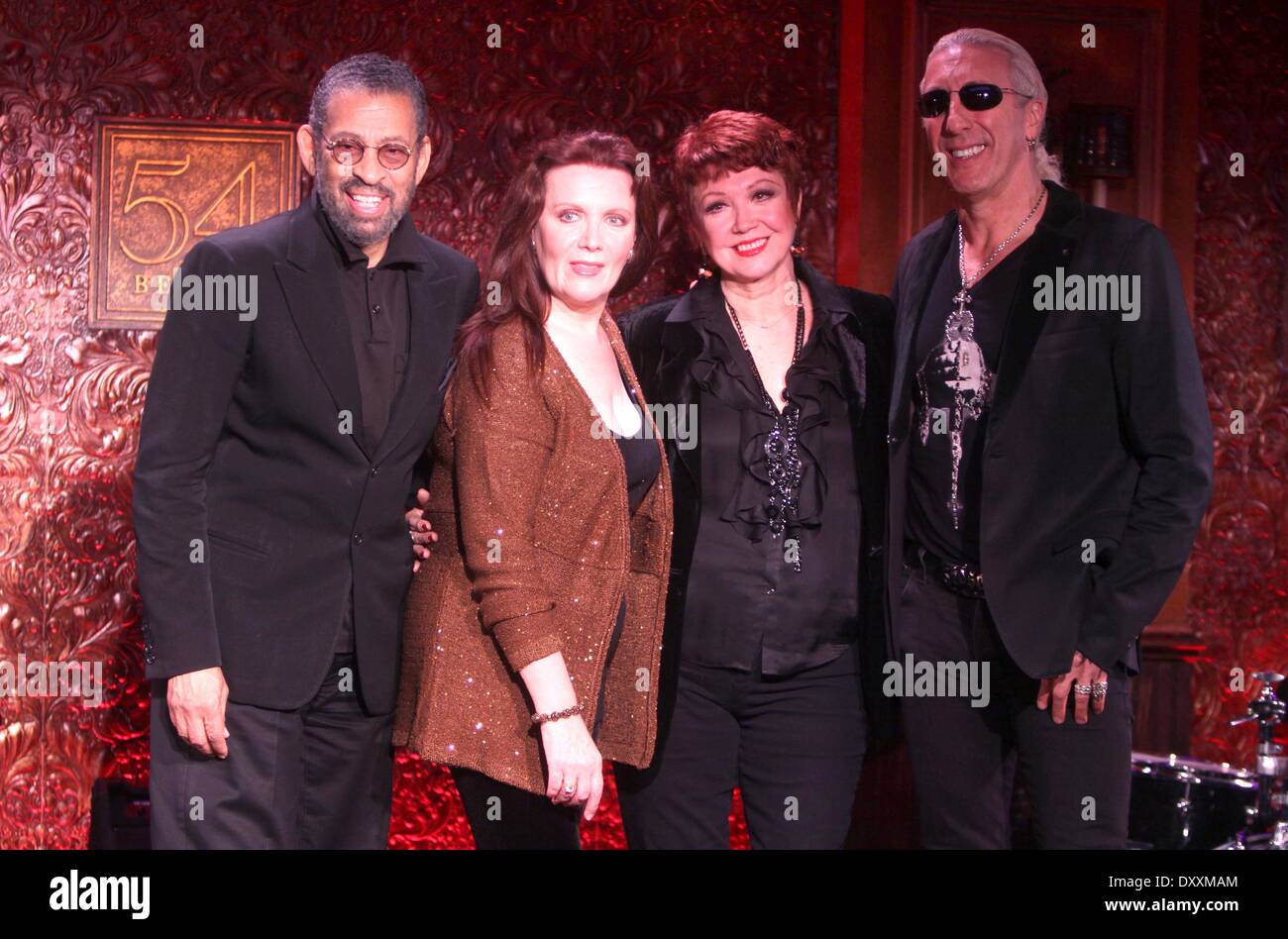 Maurice Hines Maureen McGovern Donna McKechnie and Dee Snider at the press preview of upcoming concerts at ‘54 Below’ night club. Featuring: Maurice Hines,Maureen McGovern,Donna McKechnie and Dee Snider at the press preview of upcoming concerts at ‘54 Bel Stock Photo