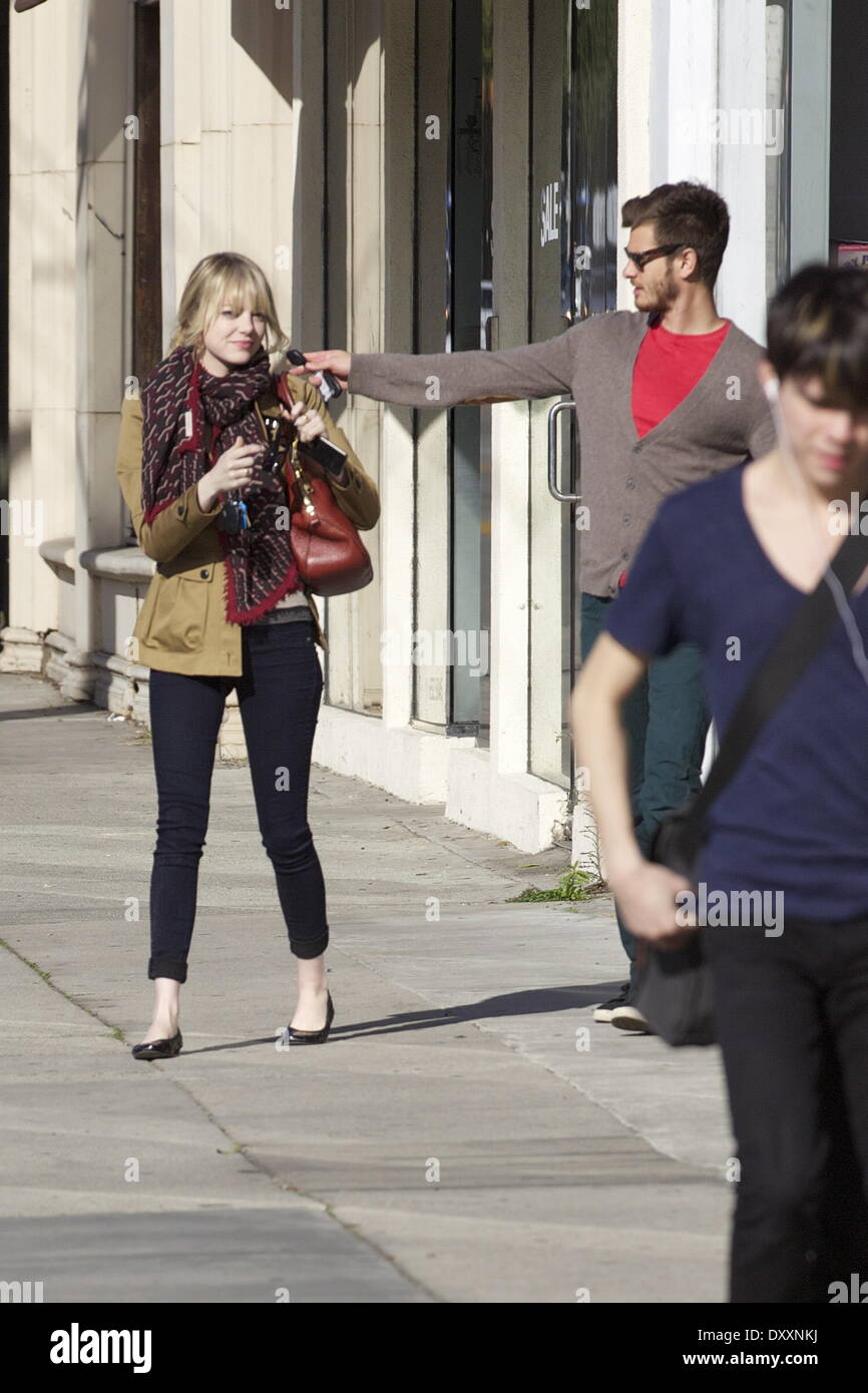 Emma Stone and boyfriend Andrew Garfield seen leaving the Spot! pet ...