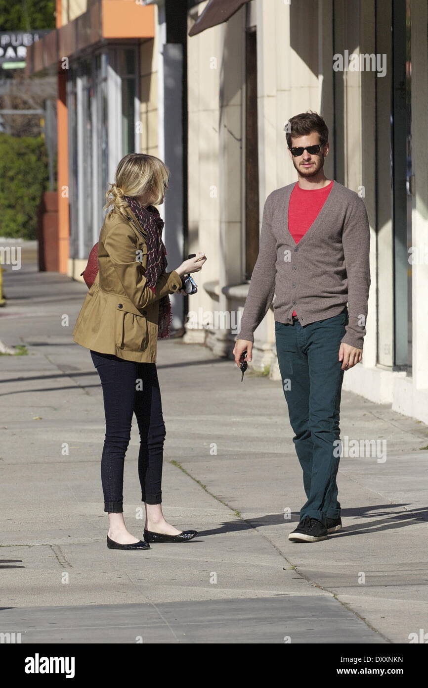Emma Stone and boyfriend Andrew Garfield seen leaving the Spot! pet ...