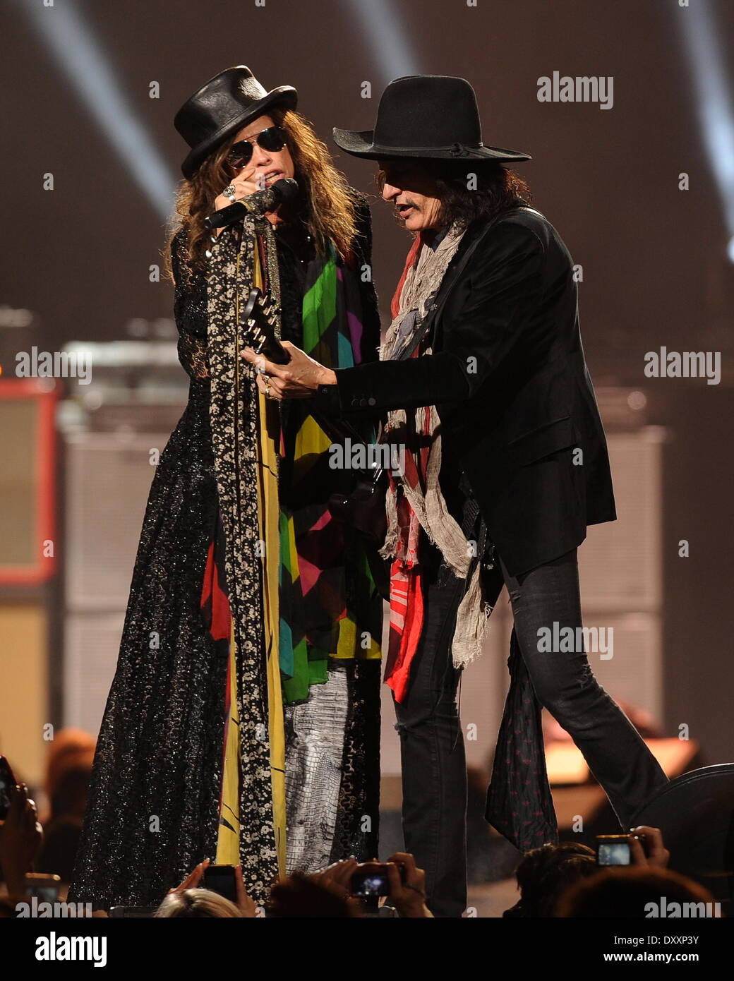 Stephen Tyler Perry Steven Tyler and Joe Perry of Aerosmith performing in concert Tampa ...