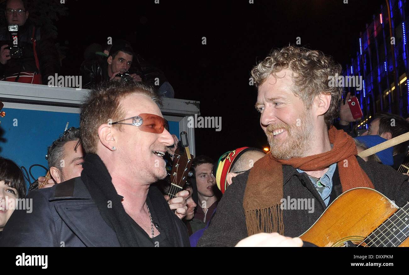 Bono Glen Hansard Traditional Annual Christmas Eve Busking Session on