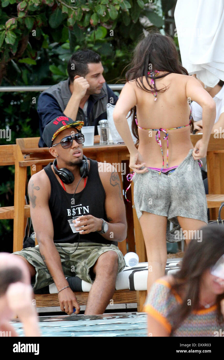 Kevin-Prince Boateng and his model girlfriend Melissa Satta enjoy Christmas  day on the beach Miami, Florida- 25.12.12 Available for publication in the  US. Not for publication in the rest of the world