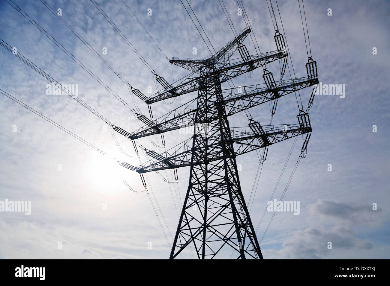 Germany, electricity pylons, power lines, Deutschland, Strommasten, Hochspannungsleitungen Stock Photo