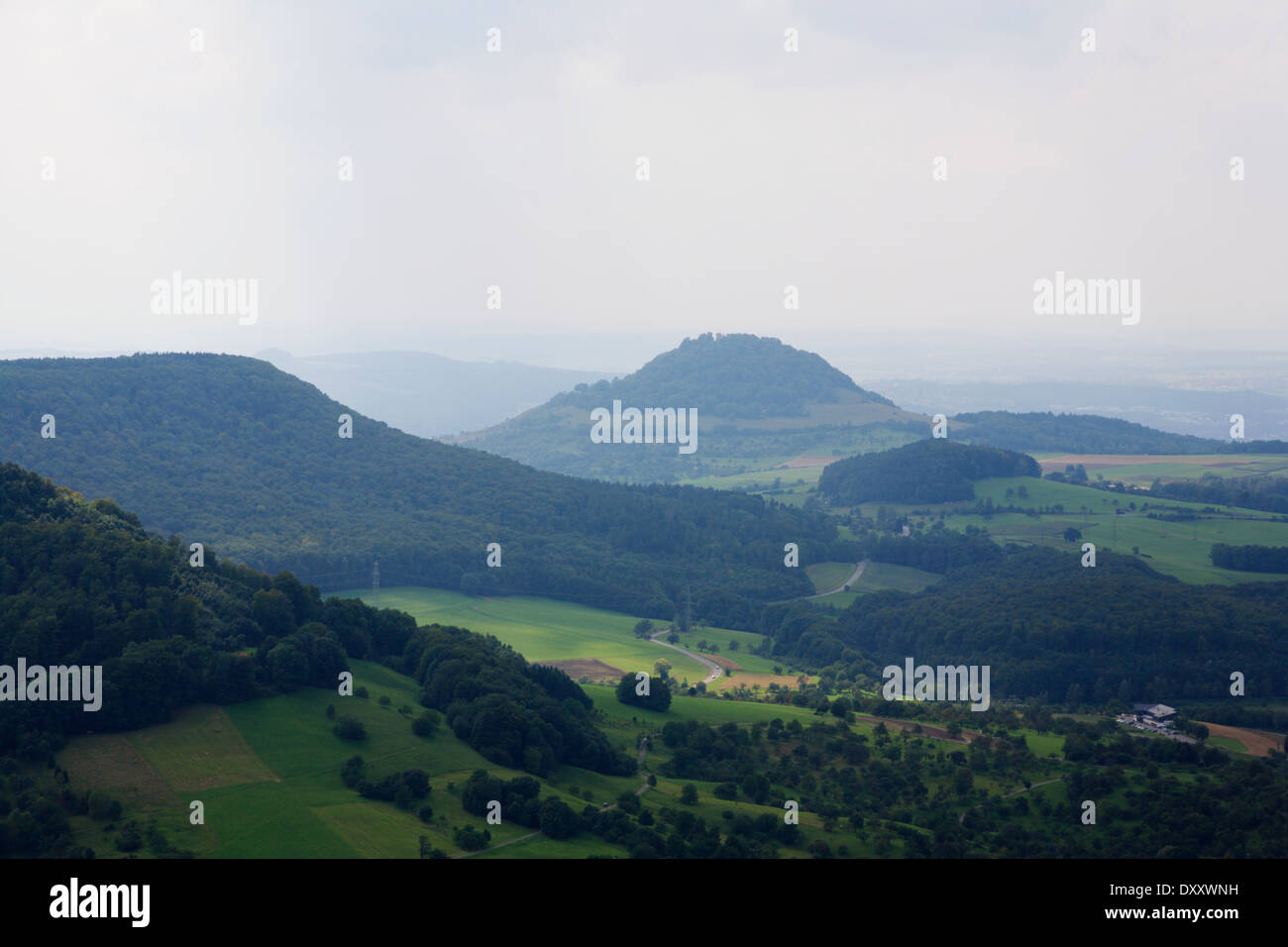 Germany, Baden-Wurttemberg, Swabian Alb, Ross Mountain, View from Ross Mountain, overlooking Achalm, Mountain, Deutschland, Stock Photo
