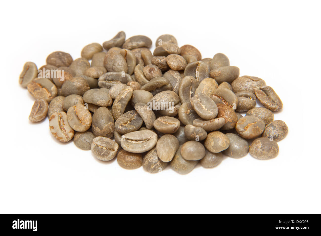 Green Arabica coffee beans isolated on a white studio background Stock ...