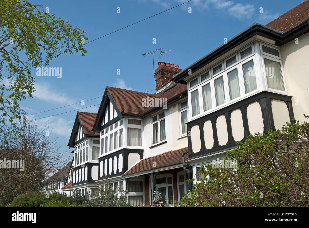terraced houses with mock tudor features in teddington, middlesex