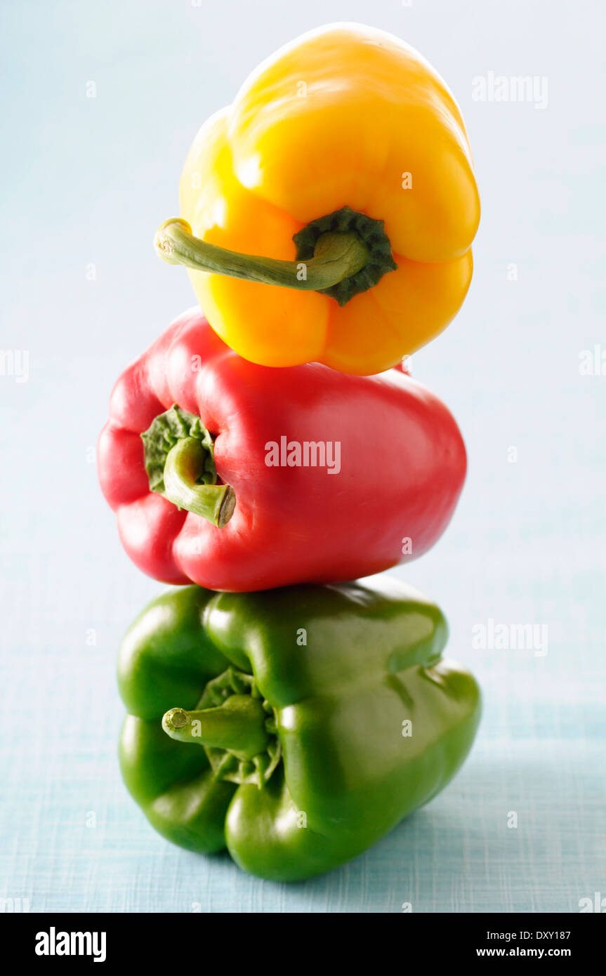 Threedifferent colored bell peppers Stock Photo Alamy