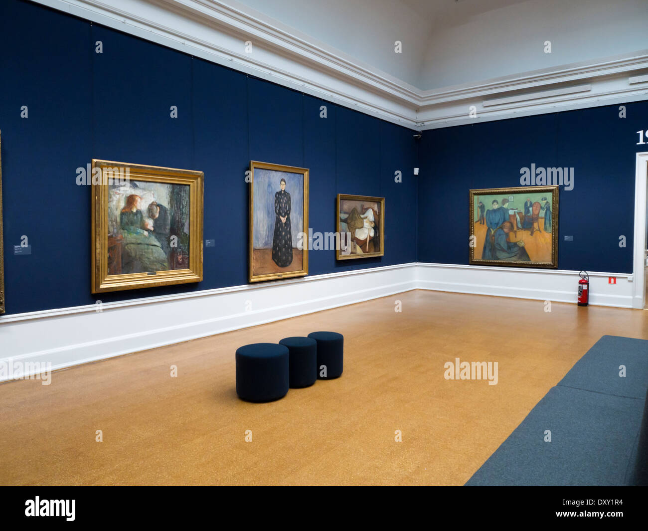 The Norwegian National museum and  gallery in Oslo Norway, the Edvard Munch room with many defining paintings Stock Photo