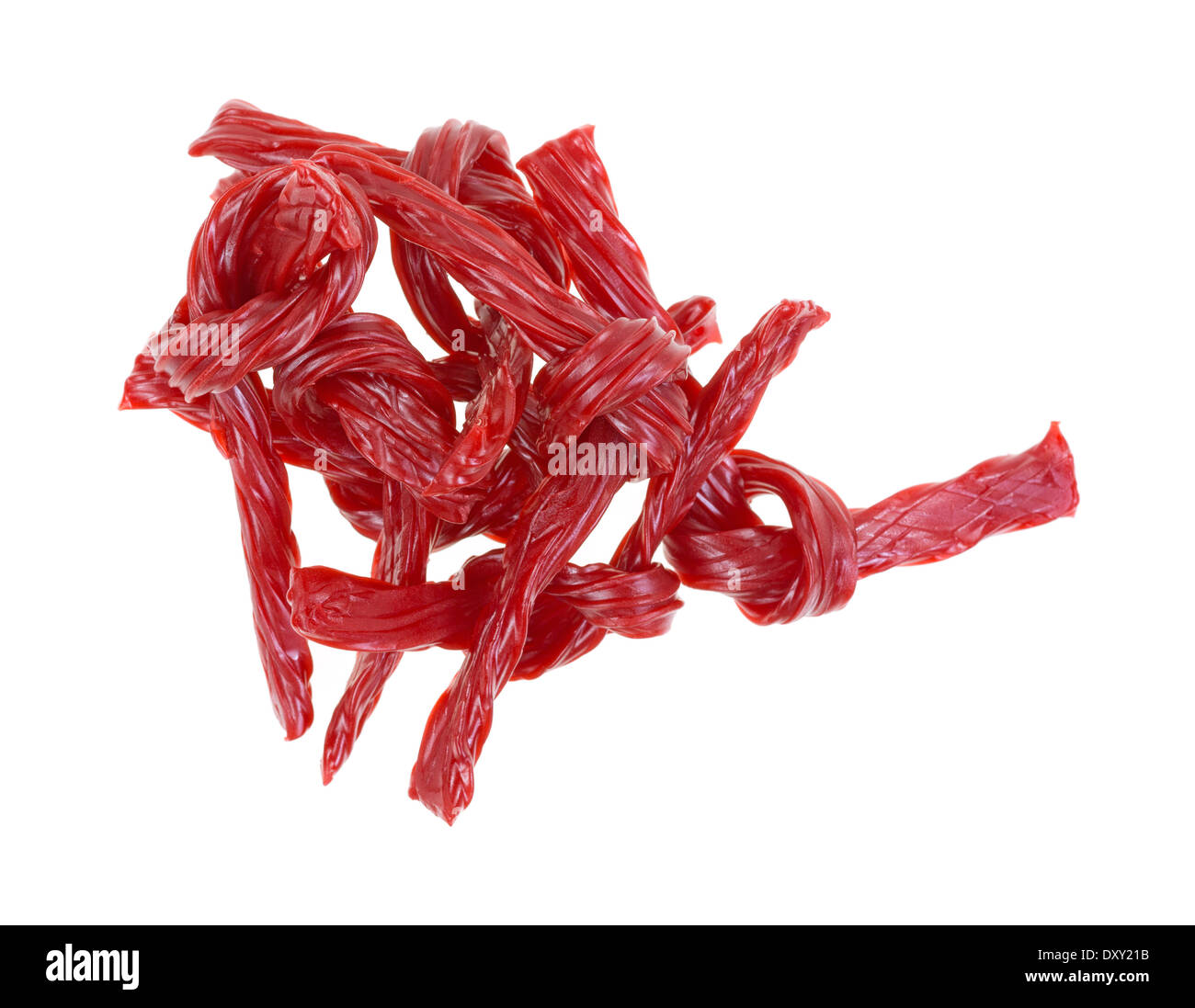 A group of red licorice on a white background Stock Photo Alamy
