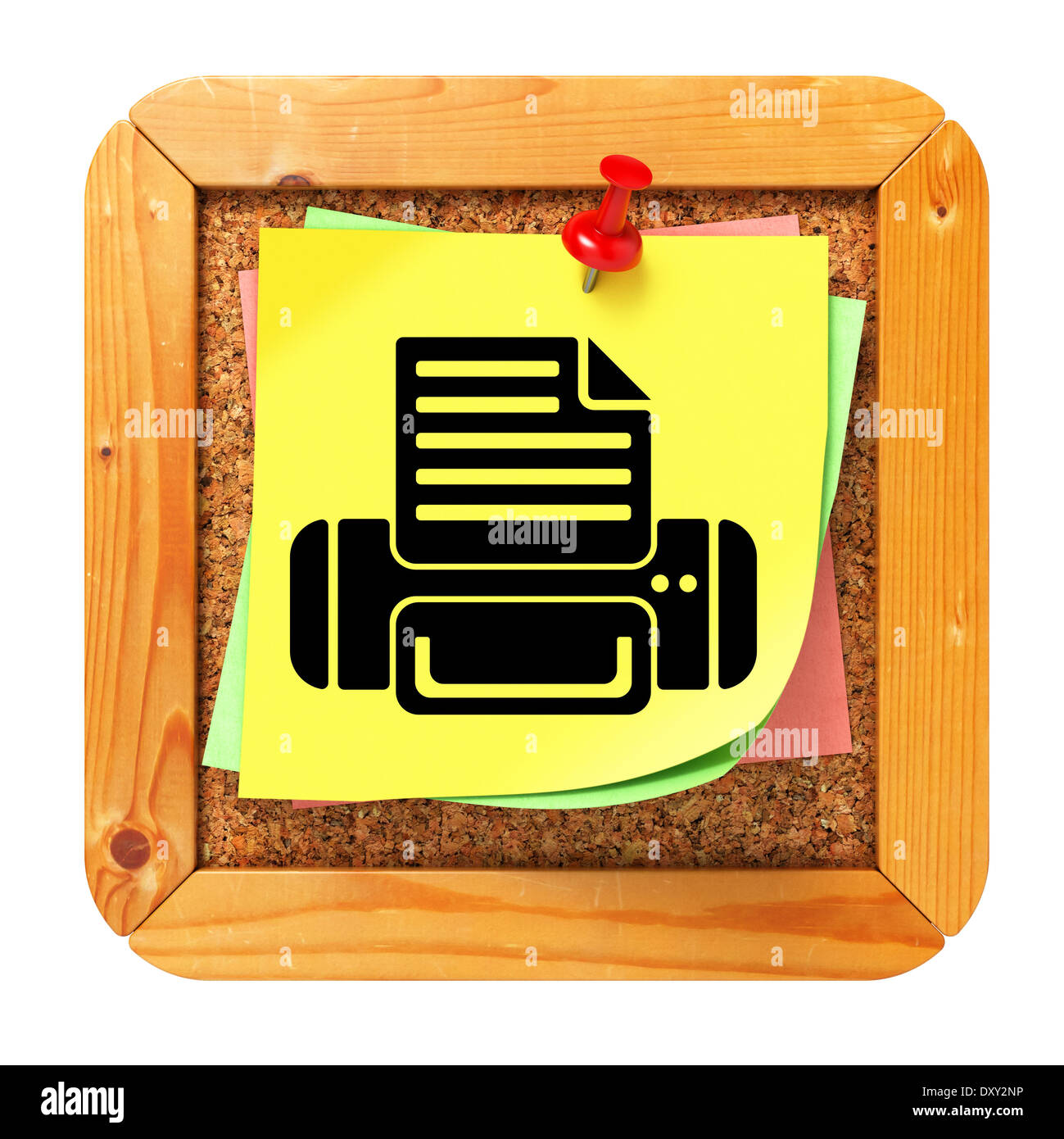 Print Concept Yellow Sticker on Message Board Stock Photo Alamy