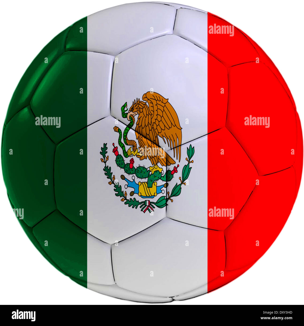 Football ball with Mexican flag isolated on white background Stock Photo