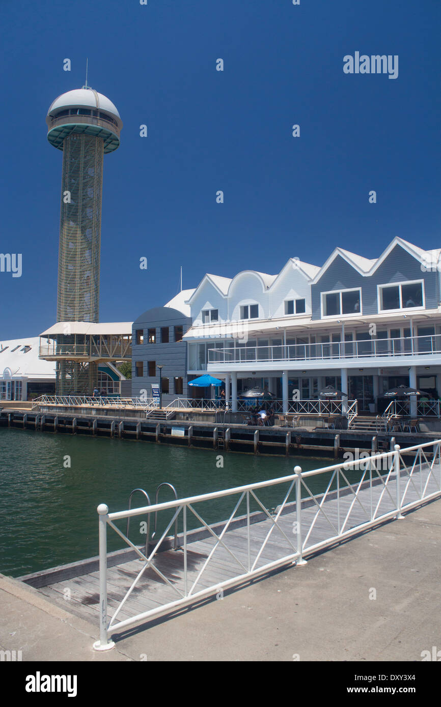 Queens Wharf Tower and marina Newcastle waterfront NSW Australia Stock Photo