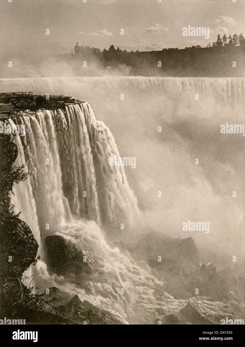 Horseshoe Falls, part of Niagara Falls, 1890s. Photogravure Stock Photo