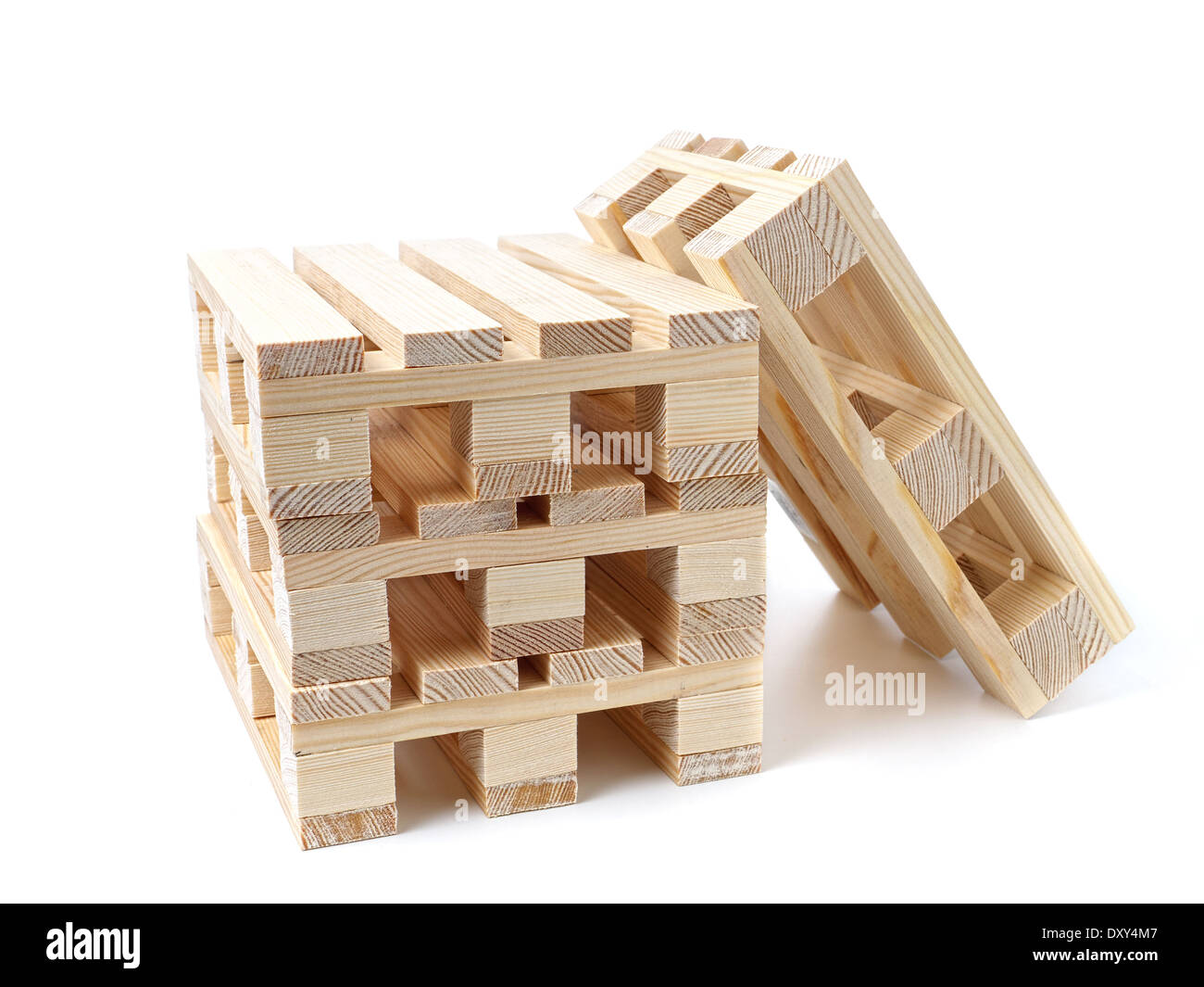 Wooden warehouse pallets shot over white background Stock Photo