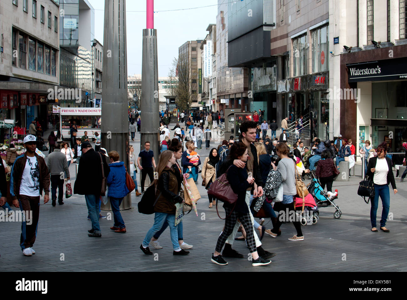 Shoppers in High Street, Birmingham city centre, West Midlands, England