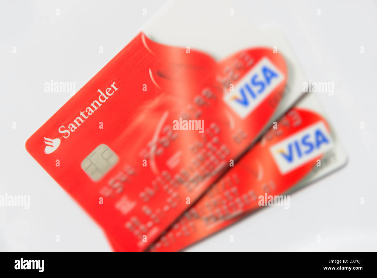 Santander Visa bank cards Stock Photo