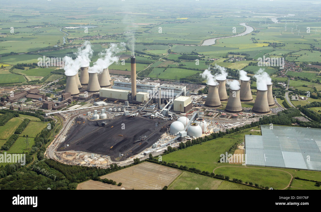 aerial view of Drax Power Station near Selby in North Yorkshire Stock Photo