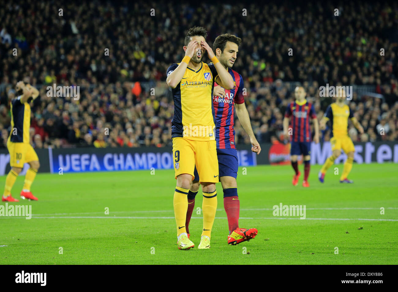 Barcelona, Spain. 1st Apr, 2014. David Villa in the match between FC  Barcelona and Atletico de Madrid for the first leg of the quarterfinals  round of the Champions League at the Camp
