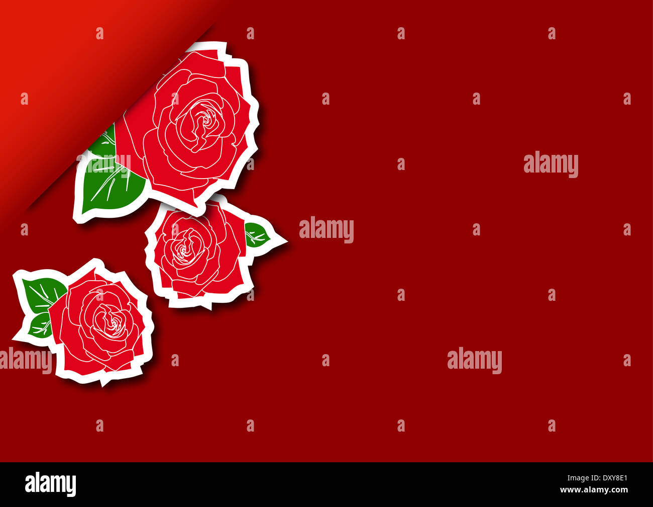 Greeting card with red roses vector illustration Stock Photo - Alamy
