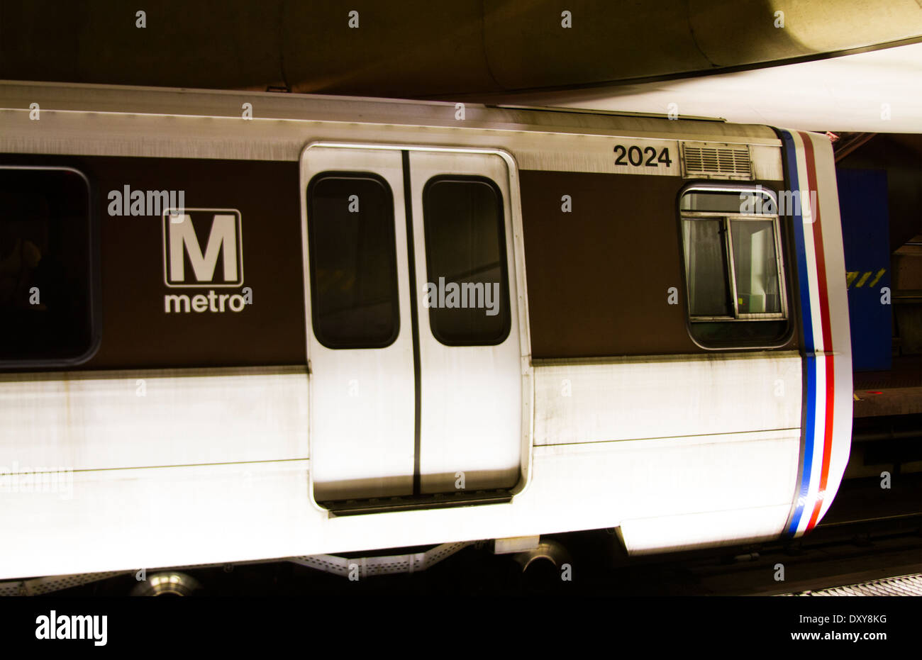 Pentagon City Metro station underground rails in Washington DC Stock Photo