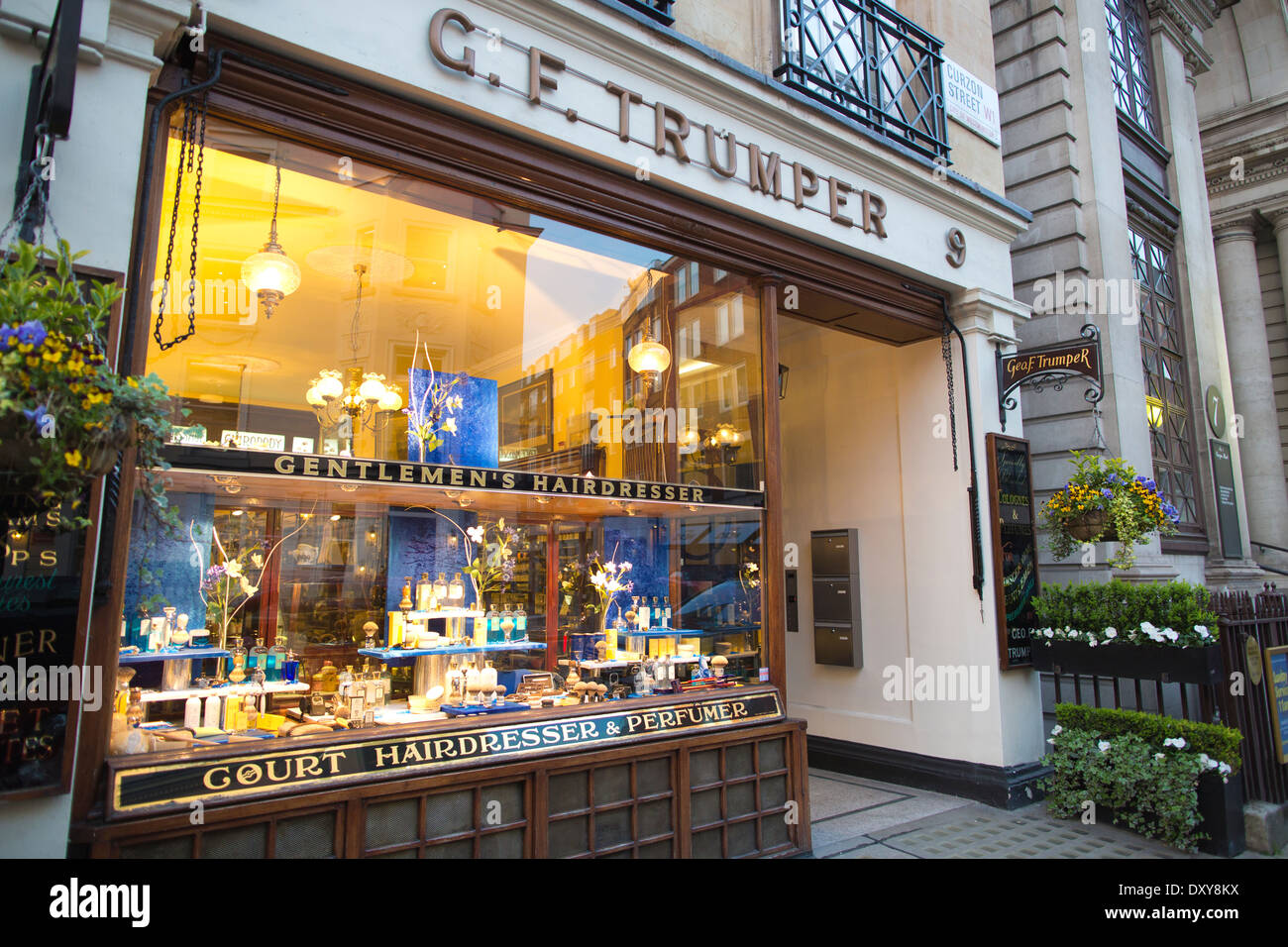 G.F. Trumper traditional barbers on Curzon Street, Mayfair, Central London, England, UK Stock Photo