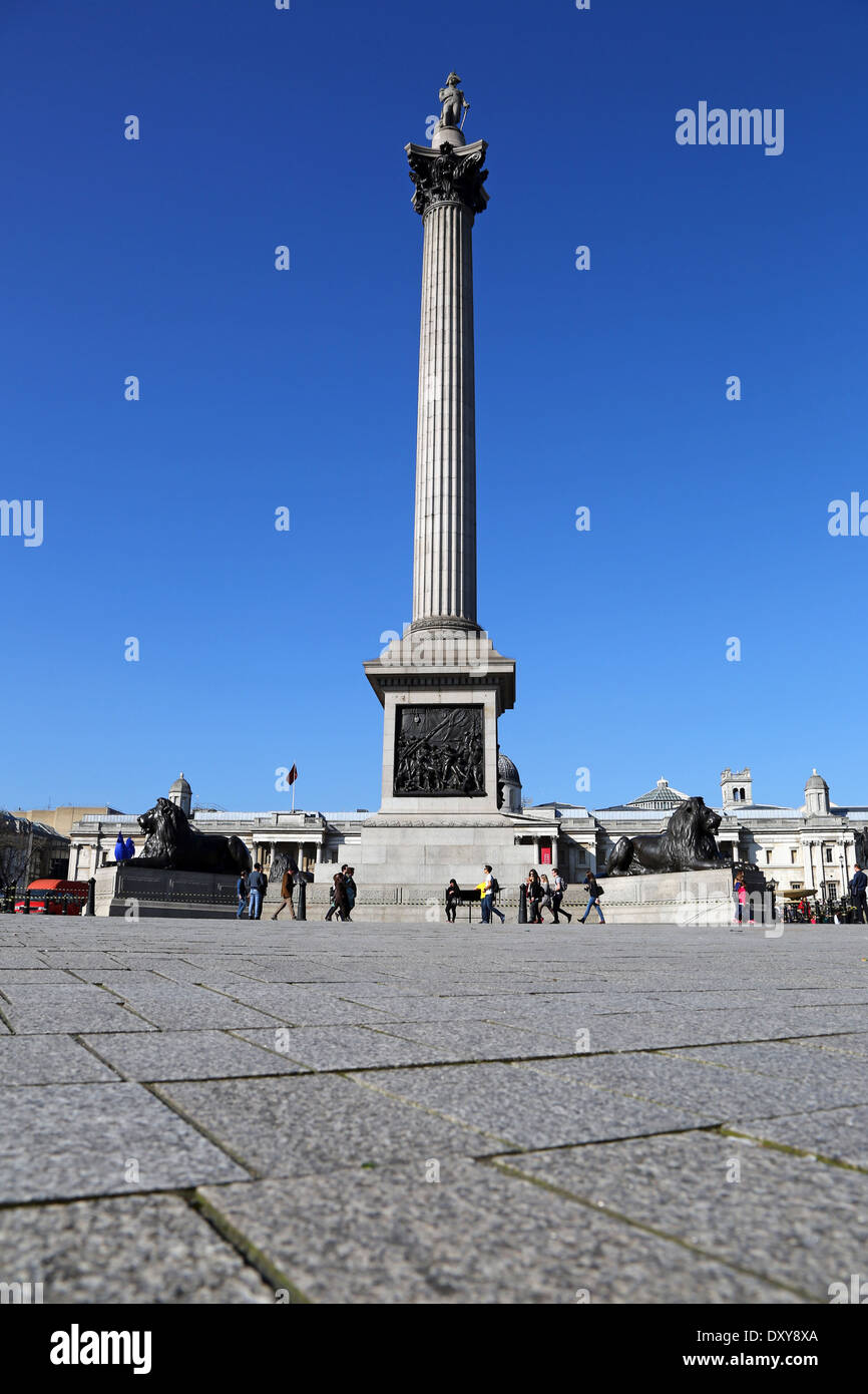 Nelson's Column in Trafalgar Square, London, England Stock Photo
