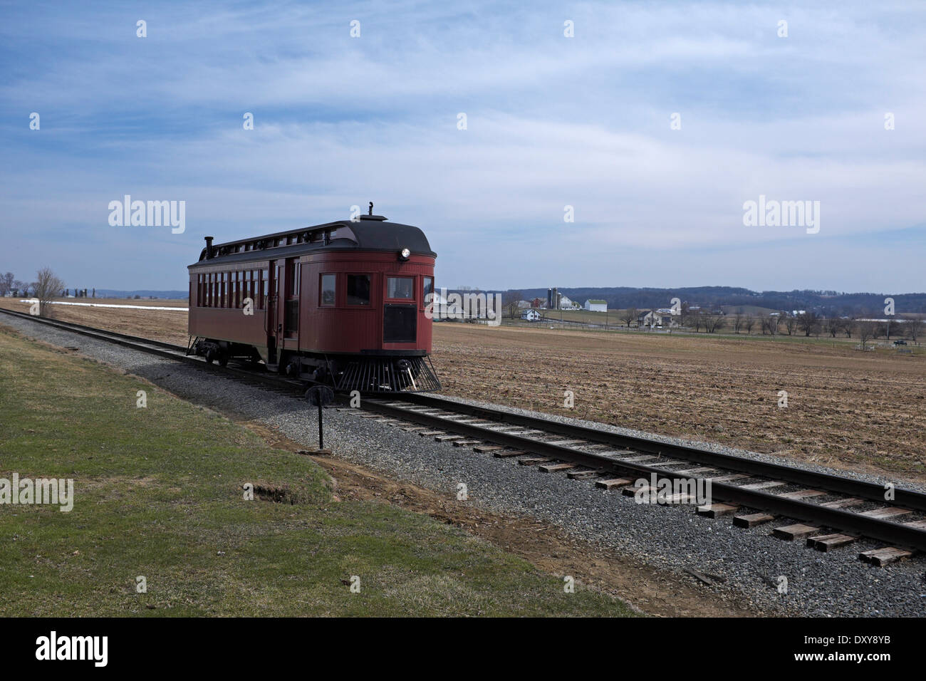 Plymouth rail car on the Strasburg Rail Road Stock Photo