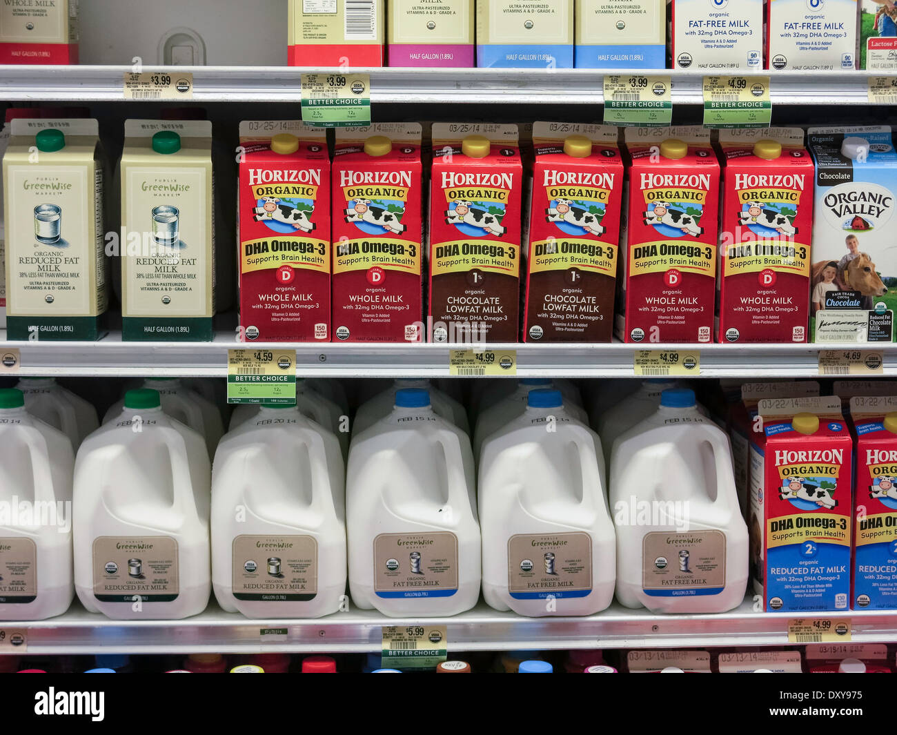 Containers of milk in a supermarket refrigerator in New York Stock Photo -  Alamy