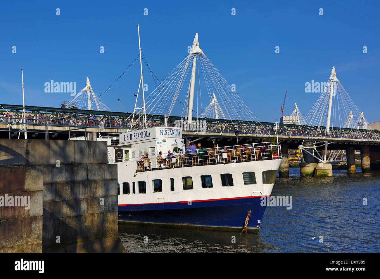 R.S Hispaniola restaurant ship on the River Thames in London, England Stock Photo