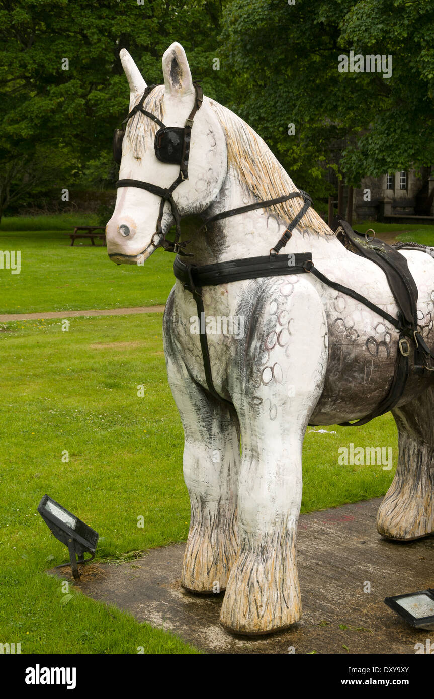 Carved wooden horse near the Lews Castle grounds at Stornoway, Lewis, Western Isles, Scotland, UK. Stock Photo
