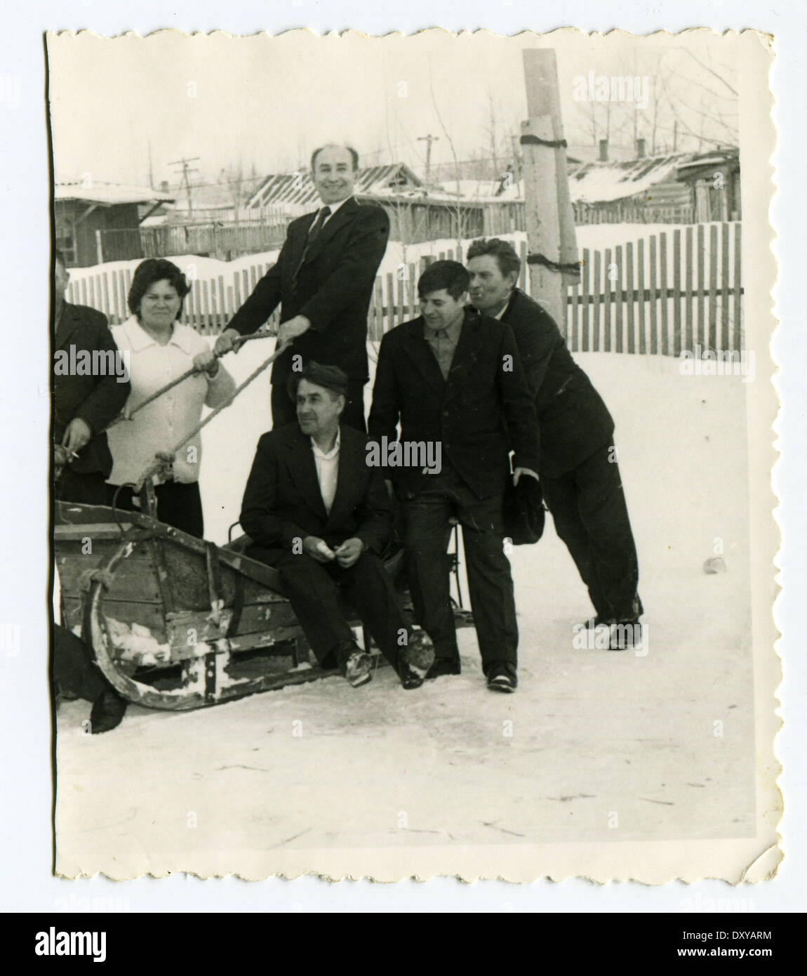 USSR - CIRCA 1970s: An antique photo shows group portrait Stock Photo