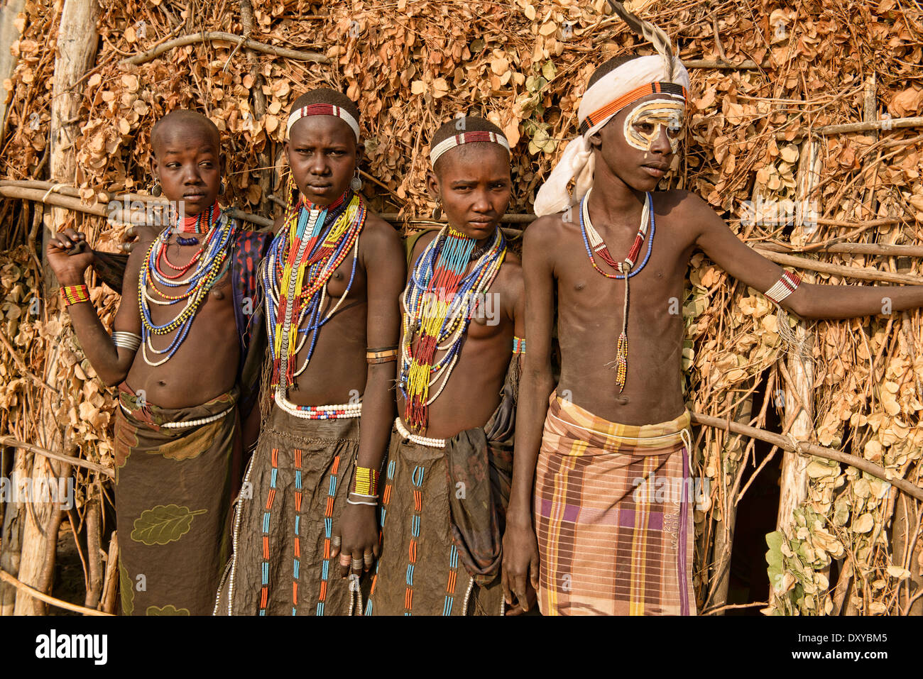 girls (and a boy) of the Arbore tribe in the Lower Omo Valley of