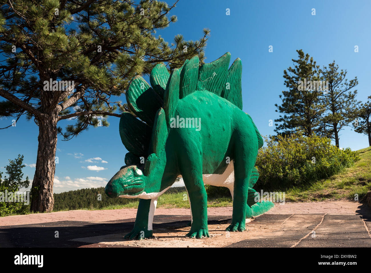 Stegosaurus sculpture at Dinosaur Park in Rapid City South Dakota. Stock Photo