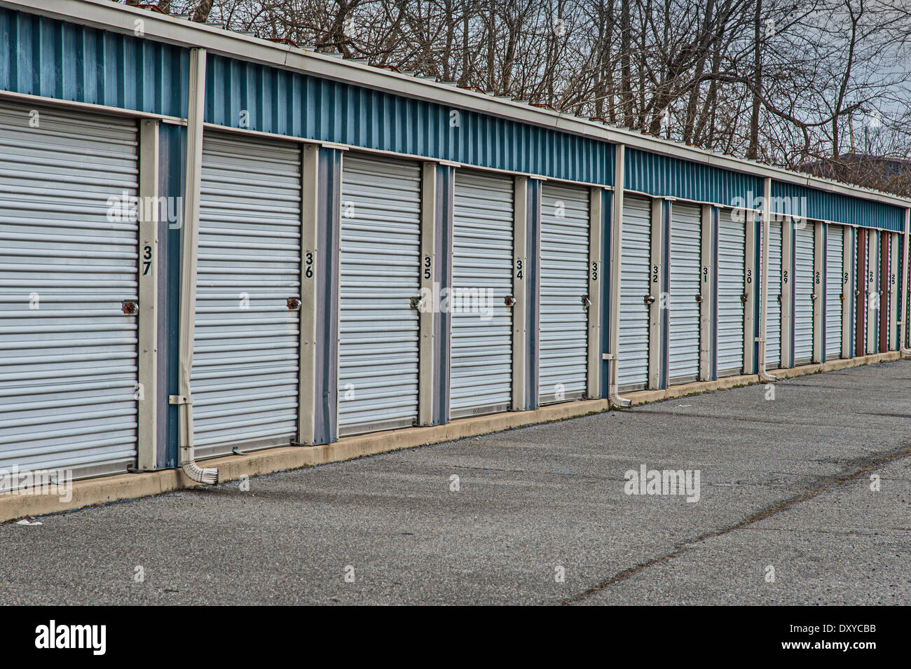 Self Storage Units Facility Sheds Stock Photo